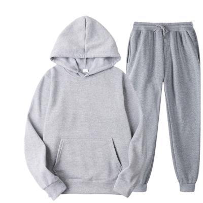 China Men Winter Solid Color Casual Sweatsuit Men's Breathable Hoodies Pants Fashionable Two Piece Tracksuit Sportswear Set Male for sale