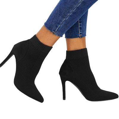 China Fashion trend women's thin high-heeled boots shape the flight woven elastic short boots Autumn And Winter New Women's boots for sale