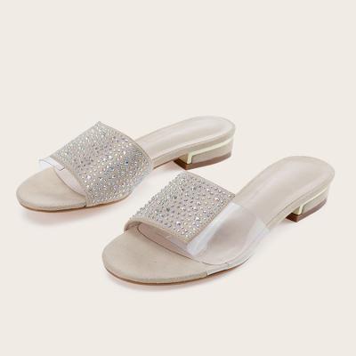 China Fashion Trend One Line Slippers Can Be CustomizedLuxury Diamond Accessories Fashion Summer Ladies Slippers for sale