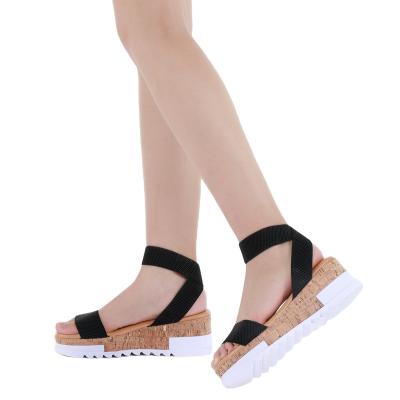 China Fashion Trend Summer Fashion Sexy Black Open Toe For Ladies Platform Wedges Sandals Custom for sale