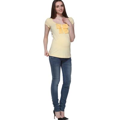 China Wholesale Antibacterial Scoop Neck And Ribbon Decoration Elegant And Chic Pregnant Tops Or Pregnancy Clothes for sale