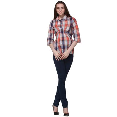 China Antibacterial Check Pattern Factory Maternity Garment Top for sale