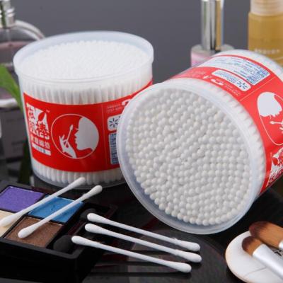 China 300 Pcs Eco-friendly in China Factory Direct Round Box Ear Cleaning Cotton Buds Plastic Cotton Swab for sale