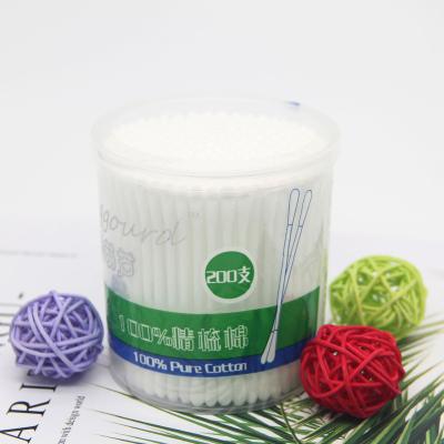 China Personal Care No.BT0027 200pcs Plastic Plastic Stick Cotton Buds In Round PP Box for sale