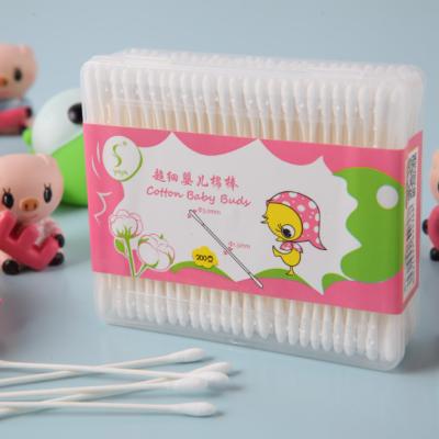 China Paper and Cotton 200 Square Boxed Special Baby Paper Stick Cotton Swab Cotton Bud for sale