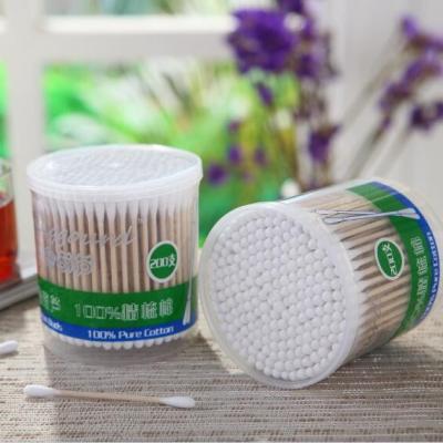 China Personal Care Dot 8007 Jinhulu 200 Pcs Bamboo Ear Stick Cleaning Cosmetic Cotton Swab In PP Round Box for sale