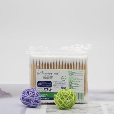 China 100pcs Bamboo Bamboo Stick in Zipper Bag with Double Round Q-Tips Pure Cotton Swab for sale