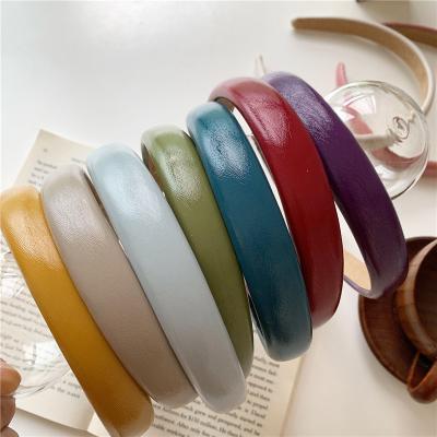 China Retro Fashionable Women Wholesale Girls CIA Hair Accesory PU Leather Headband for sale