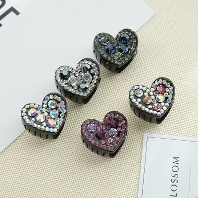 China Women Girls Heart Mini Full Stones Crystal Acrylic Hair Claw Clip for sale