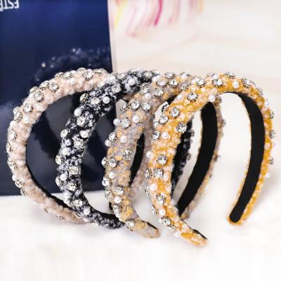 China Korean Girls Women Fashion Pearl Crystal Headbands Hair Hoop Luxury Free Shipping Luxury Accessory for sale