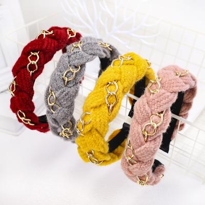 China European and American style wholesale fashion girls braided wide hair metal headband hair circle chain hair accessory for sale