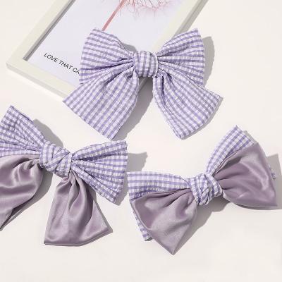 China Hair Accessary New Fashion Large Size Purple Cloth Butterfly Bow Barrette Clip Large for sale