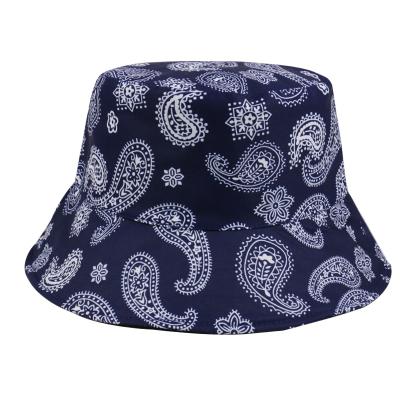 China Character Fashion Ins Womens Men Double Paisley Print Foldable Fisherman Bucket Hat for sale