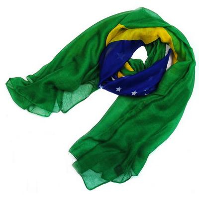 China New Arrival Big Size Promotional Brazil Flag Brazilian Flag Printing Ladies Long Veil Scarf for sale