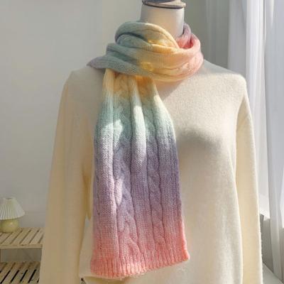 China New Arrival Fashion Winter College Girls Lover Acrylic Warm Tie Dyed Knitted Scarf for sale