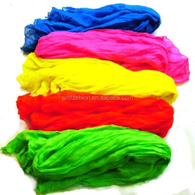 China Promotional Fashion Neon Color Women's Simple Empty Fold Crumple Squishy Scarf for sale