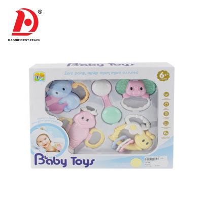 China Baby Bell Toy HUADA 2021 Different Design 5PCS Cartoon Bed Hand Bell Rattle Toys Set For Baby Entertainment for sale