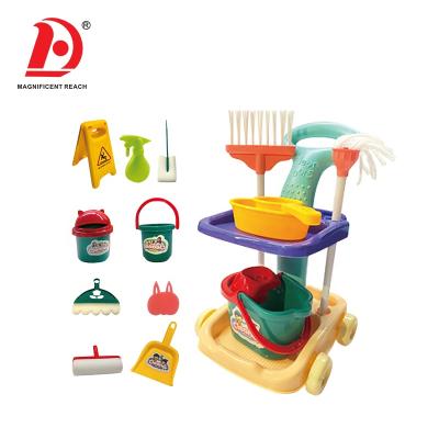 China 2021 HUADA Amazone Plastic Kids Simulated Pretend Play Mini Cleaning Tool Toys Role Play Set For Children for sale