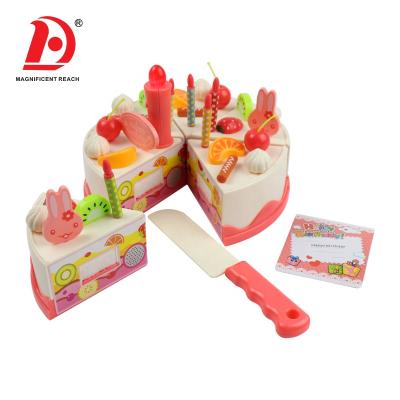 China HUADA 2021 DIY Children's Plastic Kitchen Cutting Food Set Mini Cartoon Cake Toys with Light and Fruit for sale