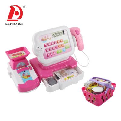 China ABS Plastic HUADA 2021 Child Pretend Girls Favorite Game Pay Set Position Calculator Pink Cash Register Toy With Multifunctional for sale