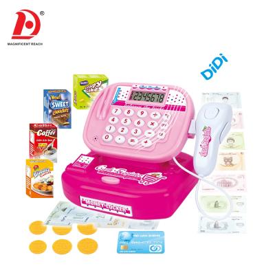 China 2019 ABS HUADA Plastic Cash Register Carry Cash Register Liquid Toys Crystal Electronic Pretend Play Supermarket For Kids for sale