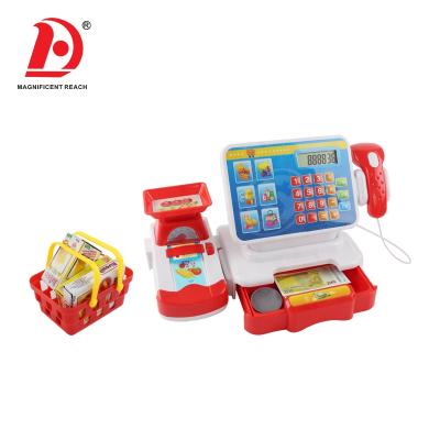 China High Quality ABS Plastic HUADA Children Pretend Play Games Supermarket Cash Register Toy Set with Scale for sale