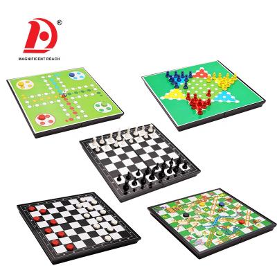 China HUADA 2021 High Quality 5 in 1 Magnetic Educational Children's Chess Game Board Game Toys for Sale 23*2*19cm for sale