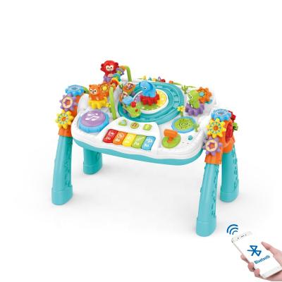 China Multifunctional Double-Sided Studying Table HUADA Baby Educational Desk Building Blocks Double-Sided Kids Learning Table Toy for sale