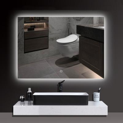 China KBM801 Illuminated China Customize Modern Frameless Hotel Vanity Wall Mount Lighted Touch Screen Led Bathroom Mirror for sale