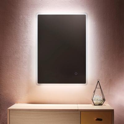 China Bright Smart Led Mirror Illuminated Rectangle Led Touch Mirror Wall Mounted Bathroom for sale