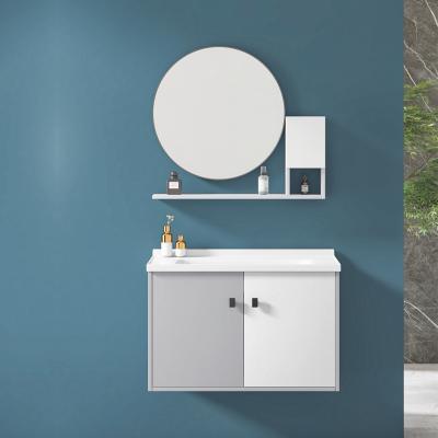 China Modern Wall Mounted Bathroom Vanity Mirror Cabinet Single Bathroom Hotel Vanity With Sink for sale