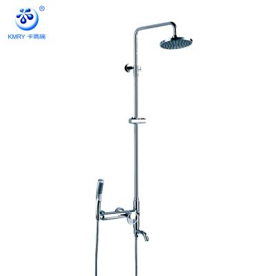 China With Stainless Steel Rod Shower Faucet Set With Sliding Bar Kmry Luxury Bath Hand Shower Set And Rian Shower Set for sale