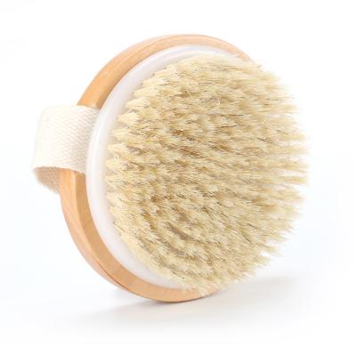 China Abeis Foldable BodyBrush Wet Dry Brushing Soft Exfoliating Wholesale Around Massage Bath Shower Brush Boar Hair Dry Body for sale