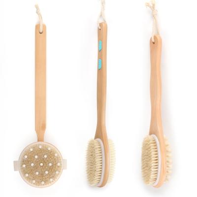 China Abeis Long Handle Spa Eco-Friendly Message Shower Wooden Brush Exfoliating Body Smoother Dry Skin Bath Brush For Women for sale