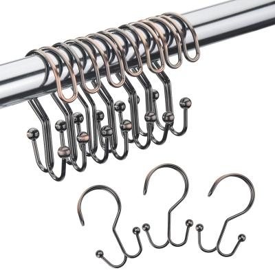 China Abeis Modern Design Shower Curtain Rod Accessories Rolling Hook Stainless Steel Metal Shower Curtain Hooks for sale