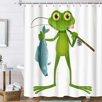 China Abeis Bath Room Shower Curtain Sustainable Waterproof Cartoon Washable Designer Shower Curtain 3D for sale