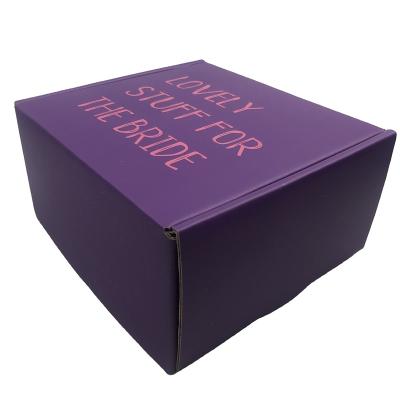 China Packaging Recyclable Purple Gold Foil Box UV Coating Folding Recycled Paper Cardboard Box With Logo For Mobile Phone Fashion Accessories for sale