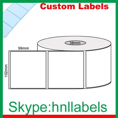 China Custom Thermal Label 102mmX99mm/1 Plain D/Thermal roll Permanent, 500Lpr, 38mm core for sale