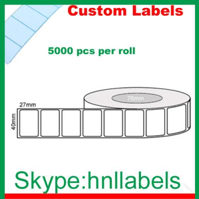 China Thermal Transfer Labels 40mmX27mm/1 Plain Poly Roll Perm, 5,000Lpr 76mm core for sale