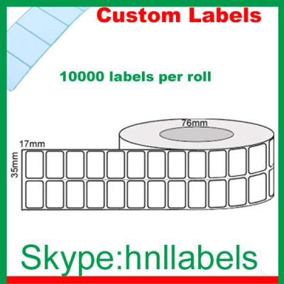 China Thermal Transfer Labels 35mmX17mm/2 Plain Gloss Roll Permanent, 10,000Lpr, 76mm for sale