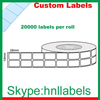 China Thermal Transfer Labels 28mmX10mm/2 Plain Transfer Roll Perm, 20,000Lpr, 76mm core for sale