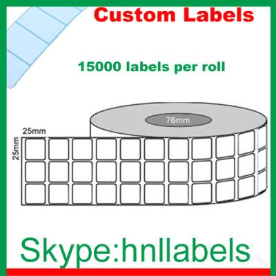 China Thermal Transfer Labels 25mmX25mm/3 Plain Transfer Roll Perm, 15,000Lpr, 76mm core for sale