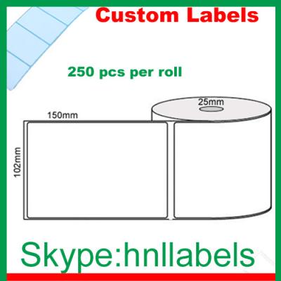 China Thermal Transfer Labels 102mmX150mm/1 Plain Transfer Roll Permanent, 250Lpr , 25mm core for sale