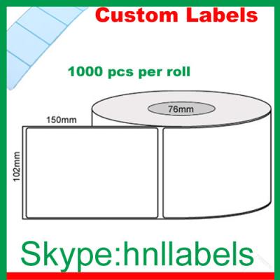 China Thermal Transfer Labels 102mmX150mm/1 Plain Poly Roll Permanent, 1,000Lpr, 76mm core for sale