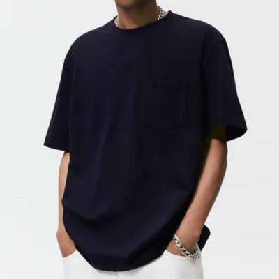 China 100% Viable Ring Spun Cotton Pocket High Quality Designer Oversized Drop Should Short Sleeve T-Shirt For Men for sale