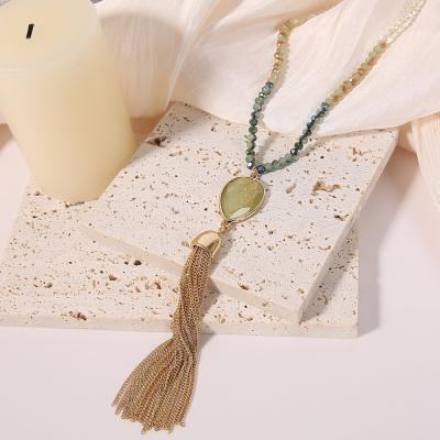 China WeSparking EMO Colorful Crystal Tassel Pendant Crystal Long Chain Necklace Fashion Jewelry for sale