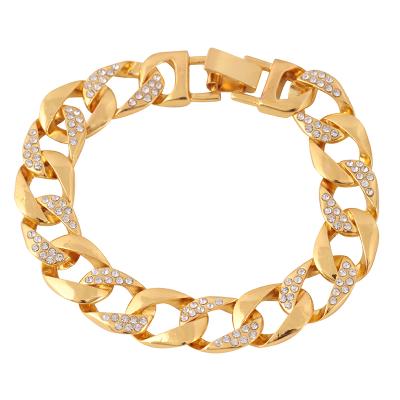 China Gold Plated Hiphop Bracelet Women Men WeSparking Hiphop EMO Hot Selling Diamond Inlaid Hollow High Quality for sale