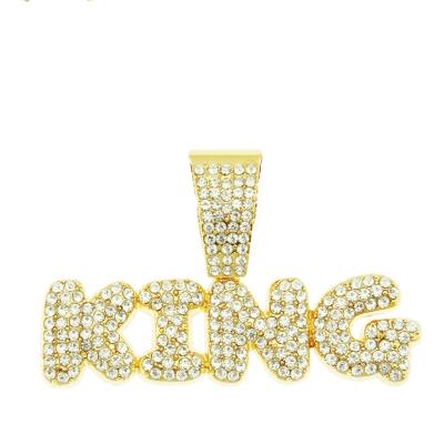 China King Full Diamond Letter Necklace Charm Pendant Fashion Jewelry Accessories Hip Hop WeSparking EMO European And American for sale