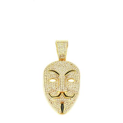 China Hiphop WeSparking EMO Stereoscopic Full Diamond Exaggerated Face Necklace Charm Fashion Jewelry Pendant Accessories for sale