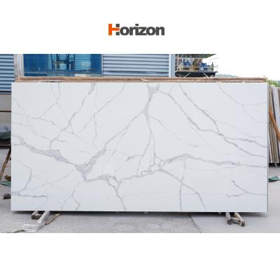 China Durable Horizon artificial Quartz Stone Slabs White Quartz Slabs calacatta white Quartz Stone Price for sale